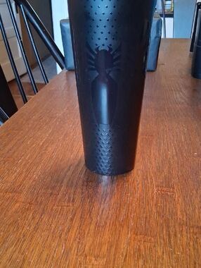 Corkcicle Matte Black Travel Tumbler with Subtle Spider Motif